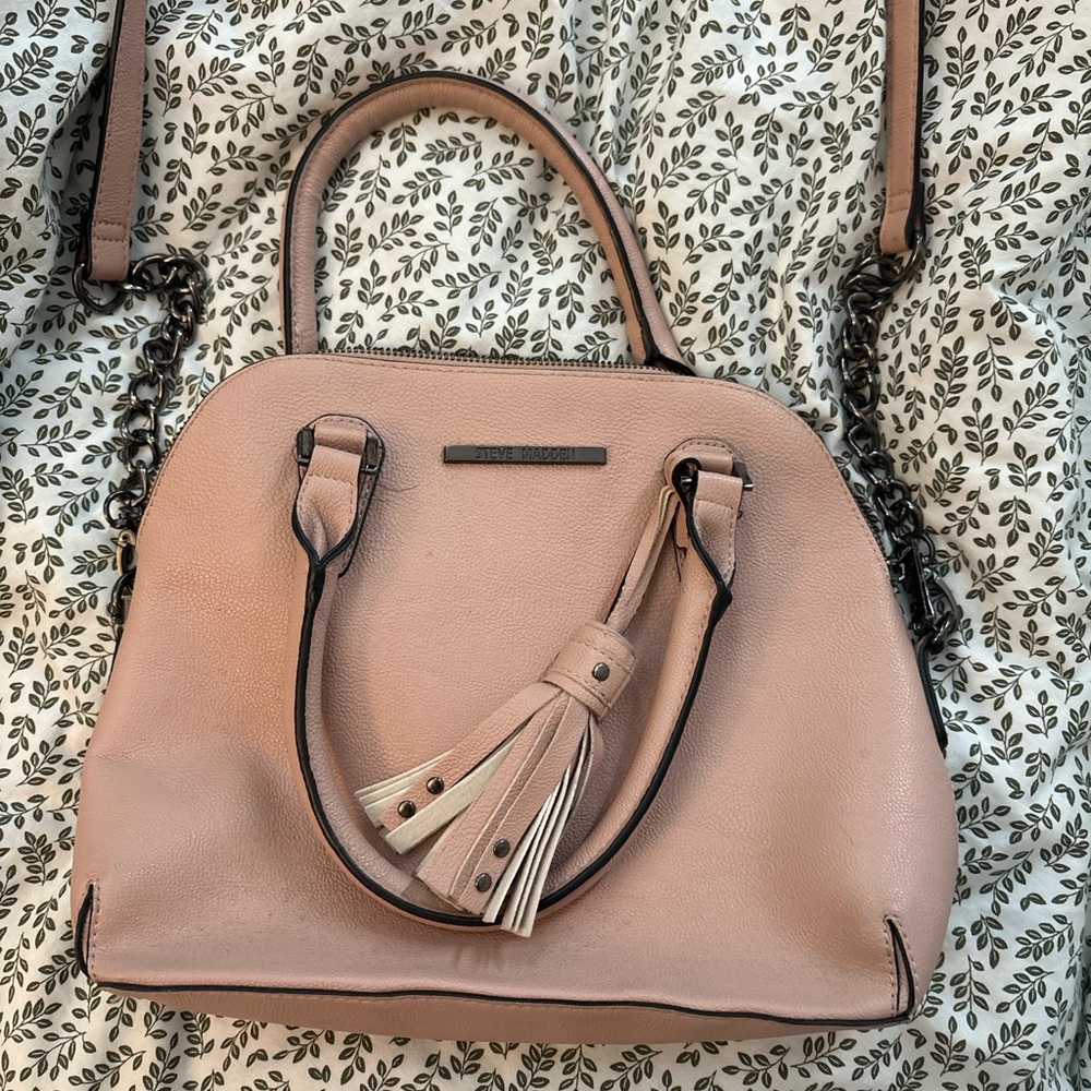 Steve Madden Blush Dome Satchel with Tassel and Chain Strap